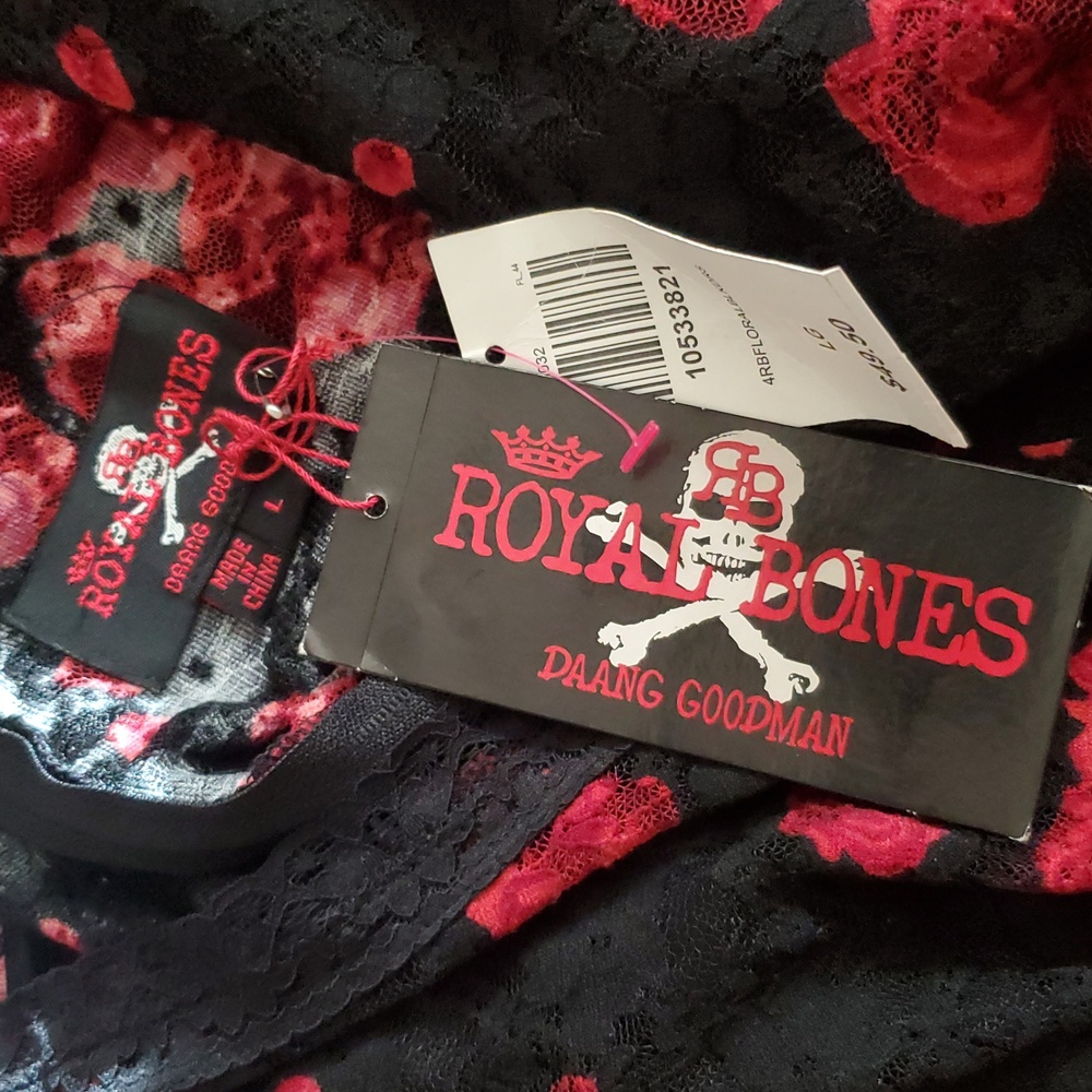 Royal Bones Black and Red Floral Mini Dress - Picture 14 of 16